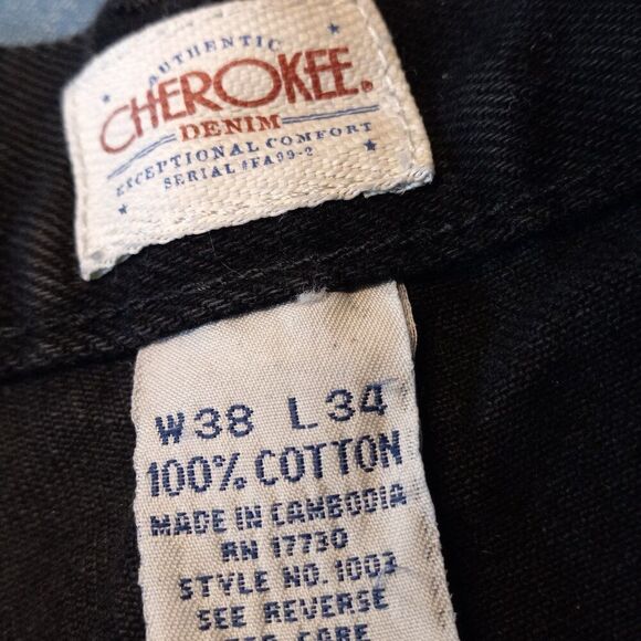 NWT Cherokee Relaxed Fit Black Cotton Mens 38 X 34 Jeans - Picture 3 of 8